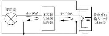 輸入配電三線制變送器的接線圖