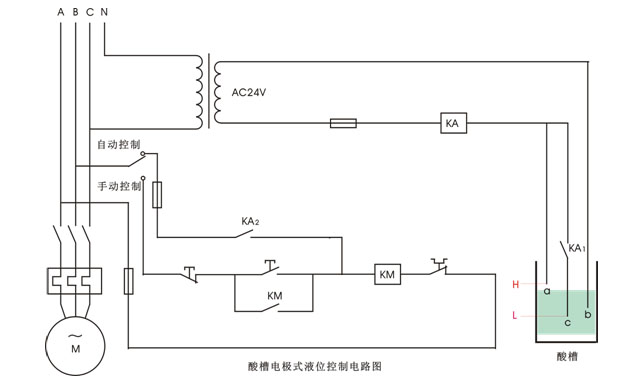 酸槽電極式液位控制電路