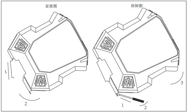 電流信號(hào)報(bào)警設(shè)定器安裝及拆卸示意圖