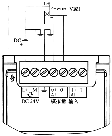 S7-1200 PLC連接4線制傳感器示意圖