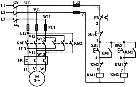 接觸器連鎖正反轉(zhuǎn)控制線路