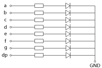 共陰數(shù)碼管電路