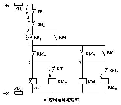 星形-三角形減壓起動(dòng)控制電路圖