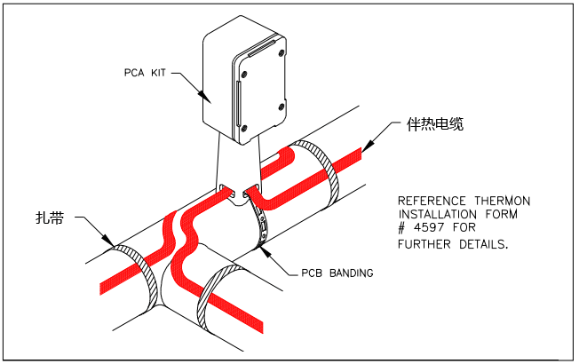 雙根伴熱帶電源盒的電伴熱安裝圖