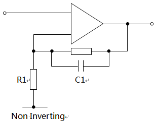 采用運算放大器的一階低通濾波器