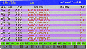 彩色無紙記錄報警列表畫面