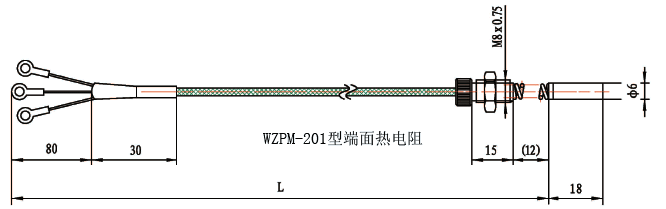 WZPM-201端面鉑電阻結(jié)構(gòu)示意圖