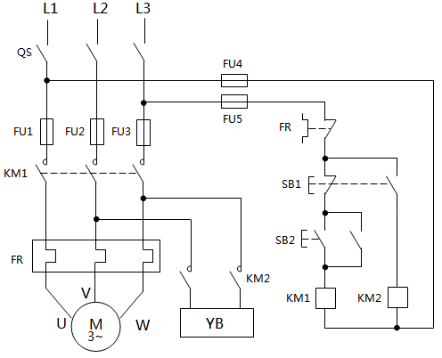 通電制動(dòng)的電磁抱閘控制電路