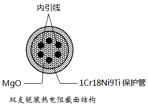 雙支鎧裝熱電阻截面結構