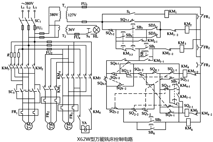 X62W型萬(wàn)能銑床控制電路