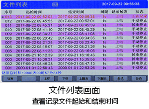 觸摸式無紙記錄儀文件列表畫面