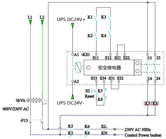 改后安全繼電器接線圖