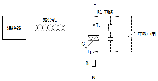 溫控器驅(qū)動晶閘管接線示意圖