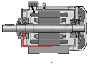 電流通過轉子、軸承、定子與大地構成通路