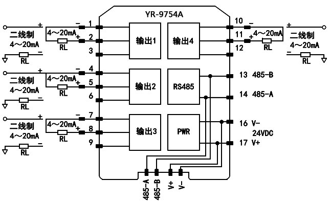 電流輸出遠程I/O模塊接線圖