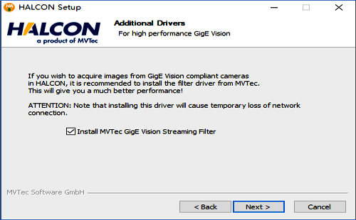 安裝MVTec的GigE驅(qū)動