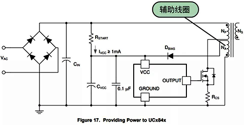 高頻變壓器的輔助線圈在電路中起輔助作用