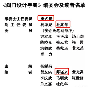 《閥門設(shè)計手冊》編者名單