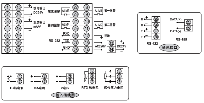 SWP-T80光柱顯示控制儀接線圖