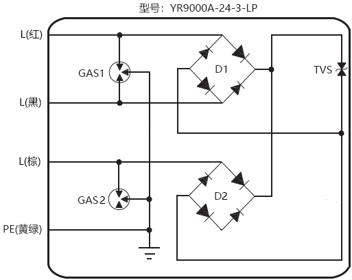 三線制現(xiàn)場儀表用信號電涌保護(hù)器原理圖