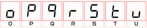 島電溫控器數(shù)碼字形對(duì)照表(字母O~U)